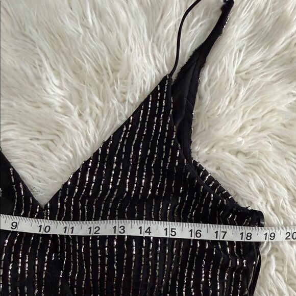 Adrianna Papell Black Dress with Silver Accents .Size 6 NWT - Picture 4 of 10